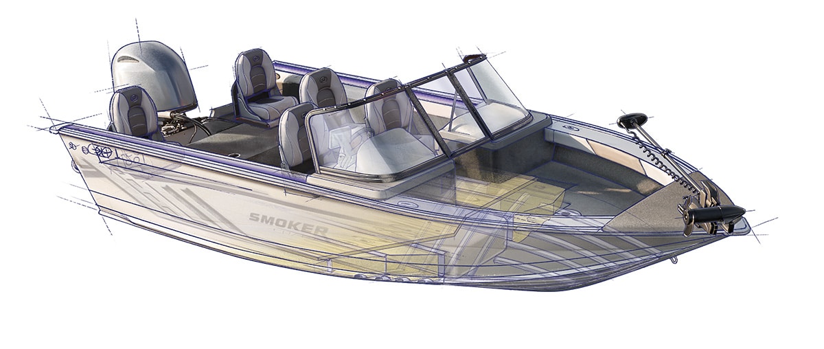 Illustration of construction - aluminum fishing boat